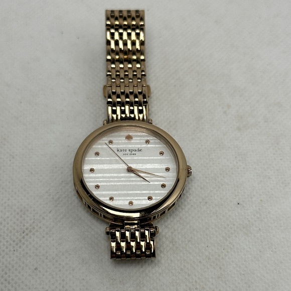 Kate Spade New York Varick Bracelet 36mm Watch Gold Bracelet Striped Face 2.75” - Picture 12 of 12